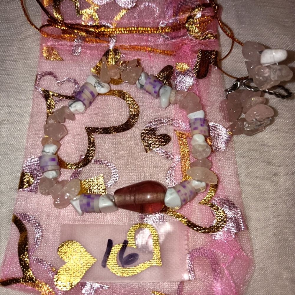 Rose quartz crystal with amethyst accent